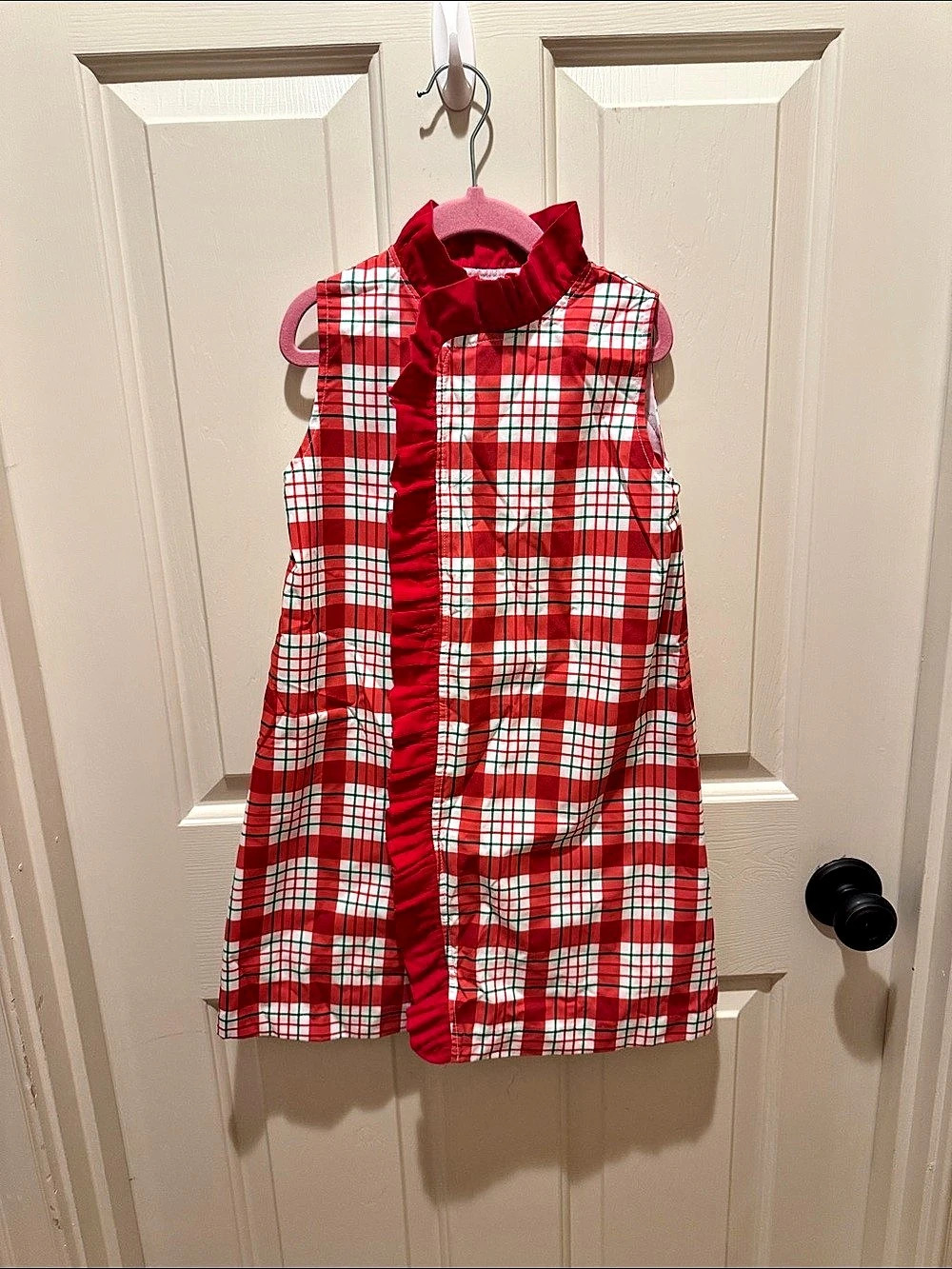 Little English Ruffled Shirt Dress - Middleburg Plaid Red & White Girls 6